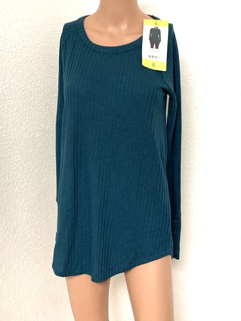 Chaser Lush Women's S Green Scoop Neck Long Sleeve Textured Knit Pullover
